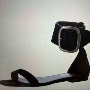 Saint Laurent Black Suede Ankle Strap Sandals